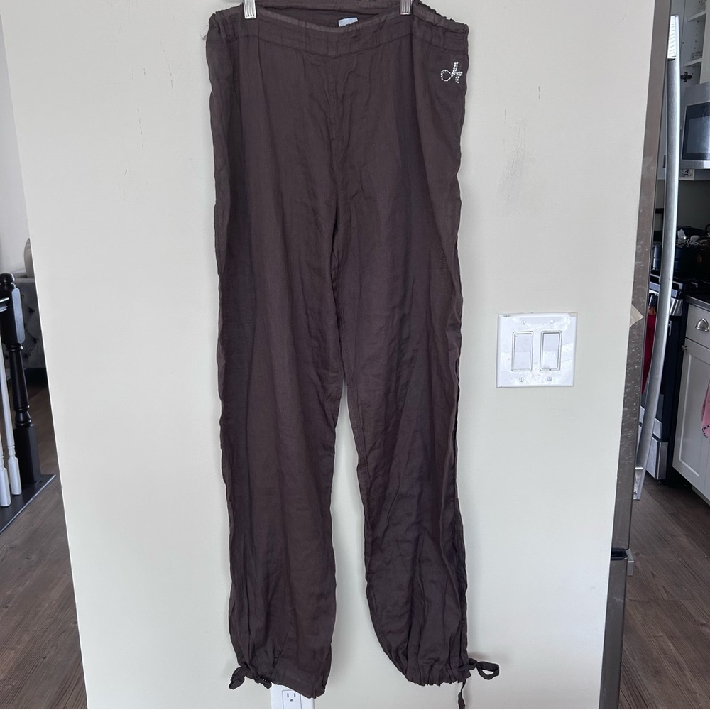 DEHA Meeting Group Sport Beach Yoga Pants brown Wide Silky Cotton. Size XL